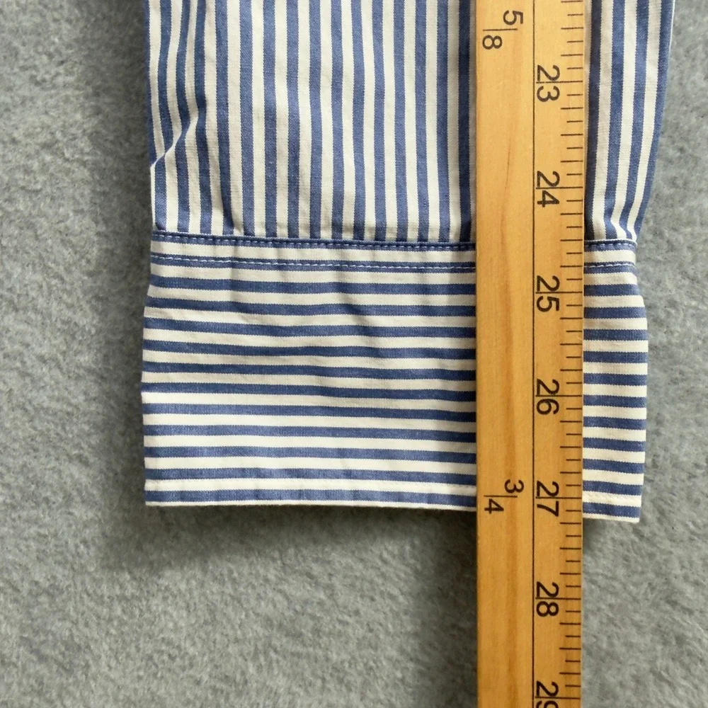 J. Crew Button Down Shirt Mens XL Blue Striped Mercantile Flex Slim
